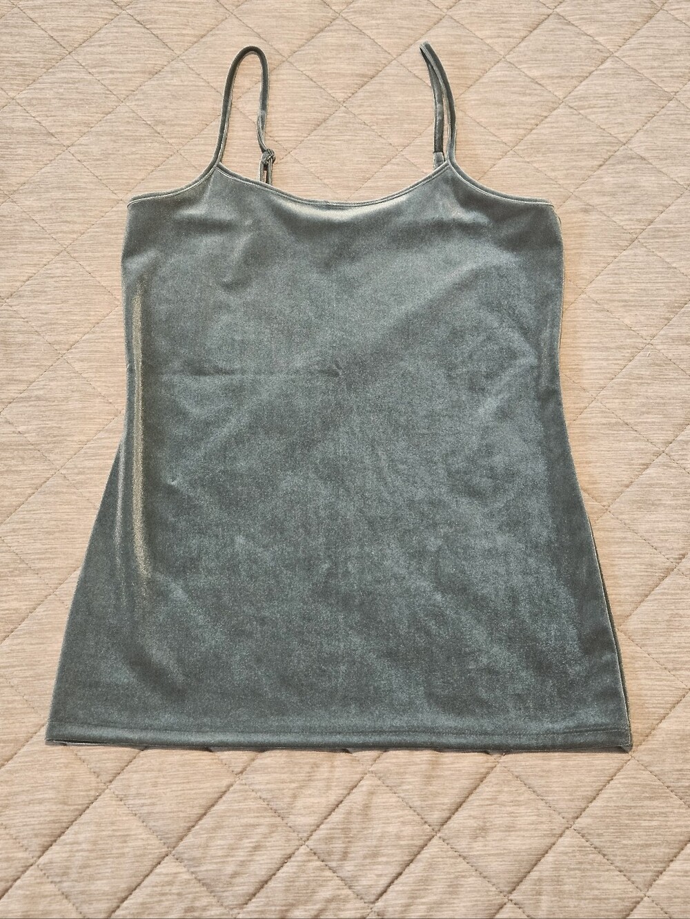 NWOT Loft Size S Velvet Spaghetti Strap Cami Top Green Casual Soft Lightweight